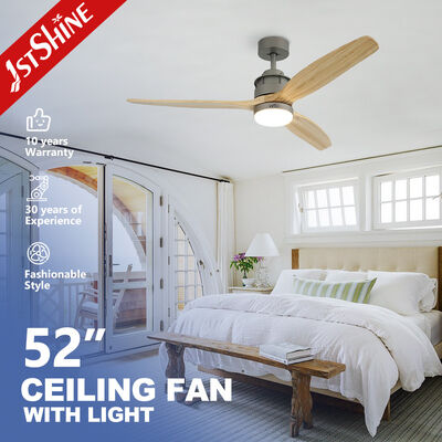Harga yang bagus 52 Inch Bldc Remote LED Ceiling Fan 3 Bilah Kayu Solid Alami On line